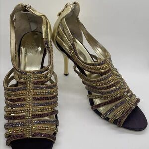 ASH AMAIRA Swarowski crystals embroidered high Heels Size 8.5